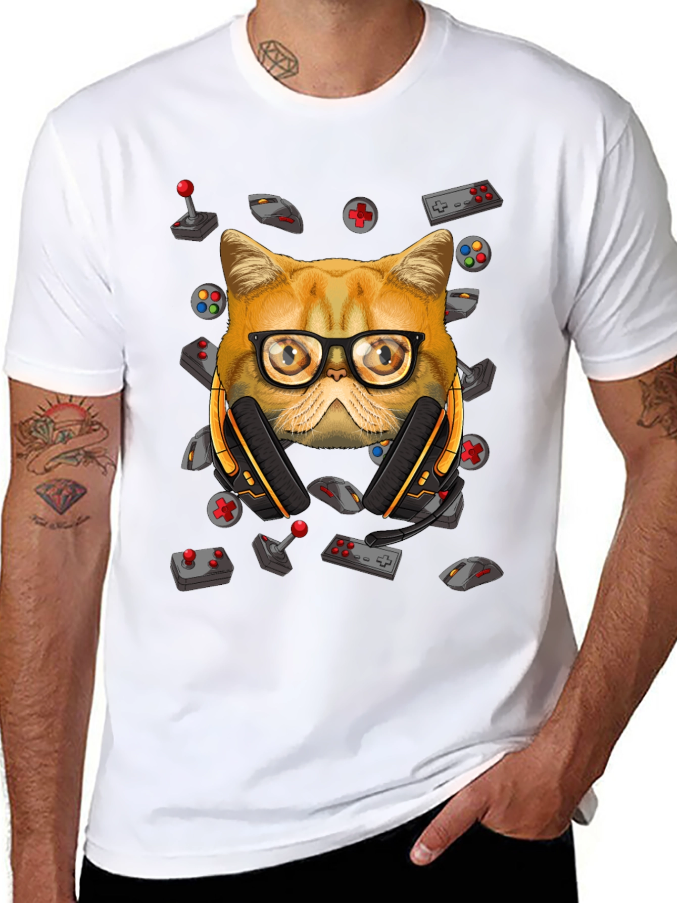 Gamer Cat T-Shirt - Funny Graphic Tee