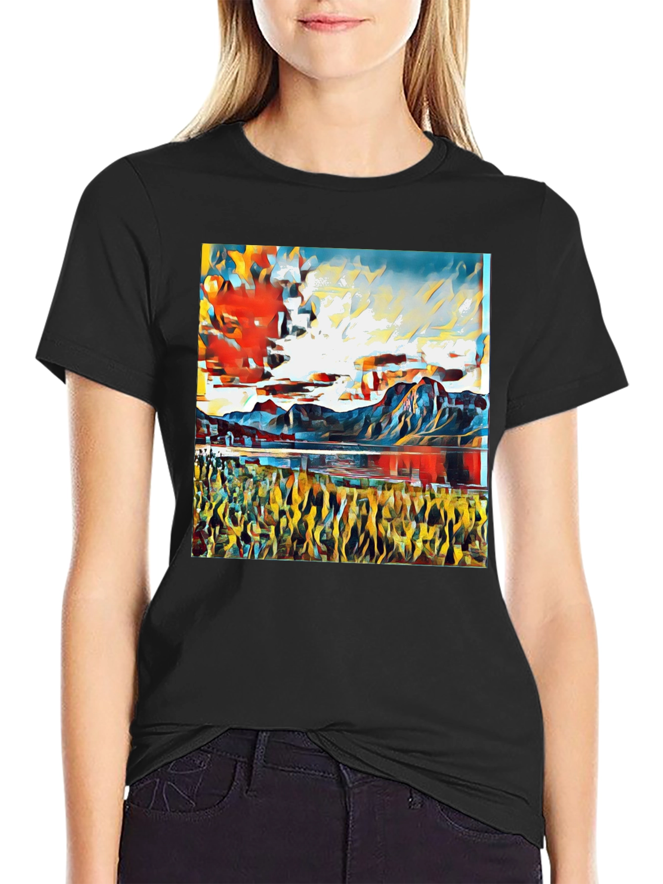 Abstract Landscape Graphic Tee - Stylish Art Shirt
