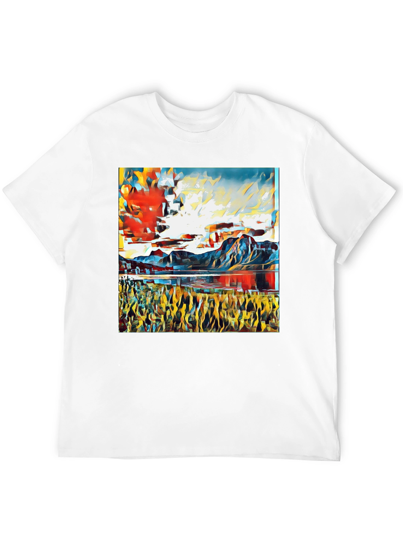 Abstract Landscape Graphic Tee - Stylish Art Shirt