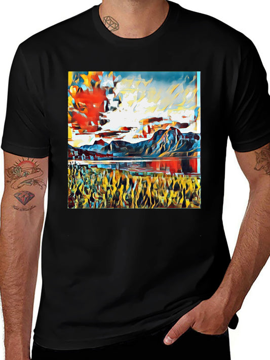 Abstract Landscape Graphic Tee - Stylish Art Shirt