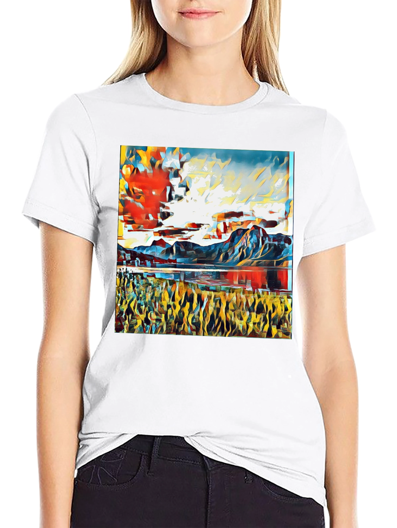 Abstract Landscape Graphic Tee - Stylish Art Shirt