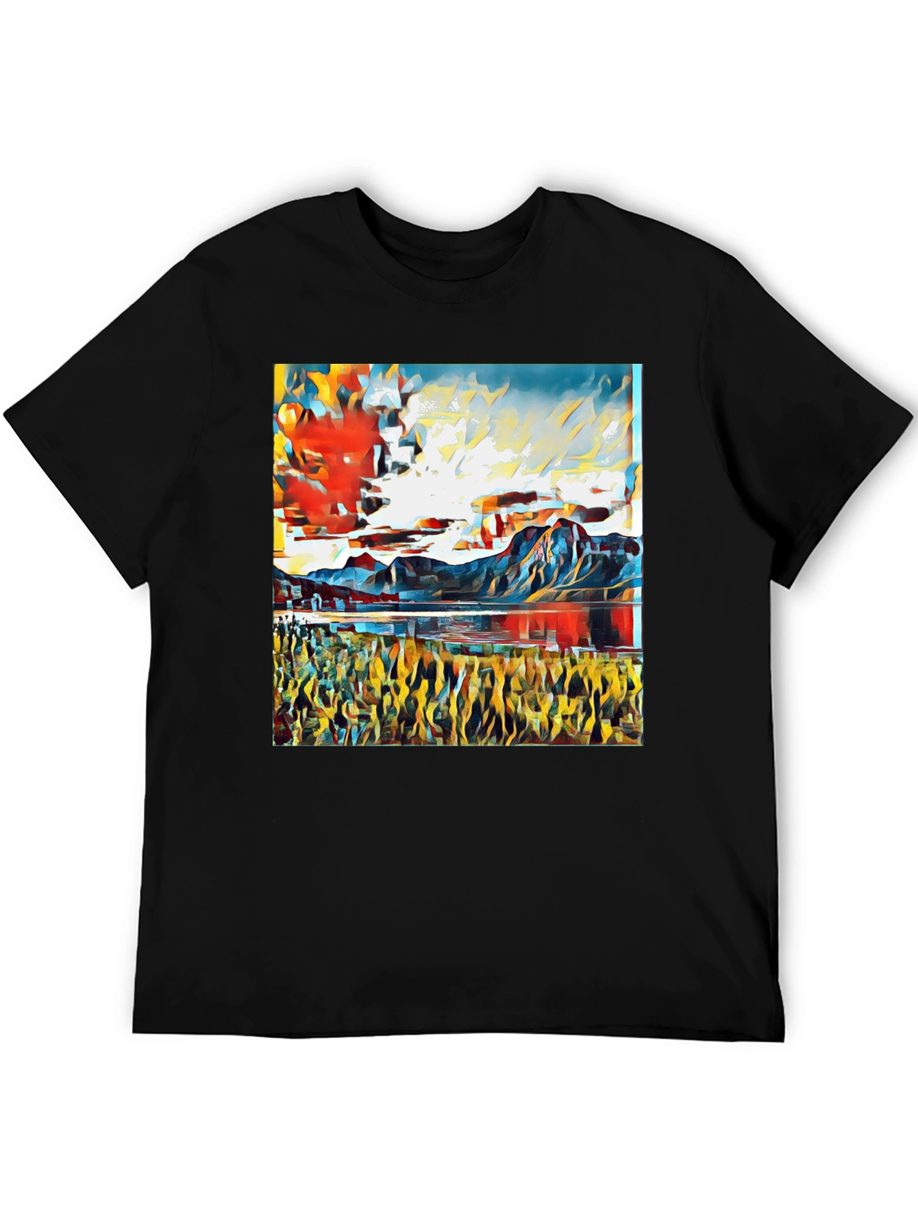 Abstract Landscape Graphic Tee - Stylish Art Shirt