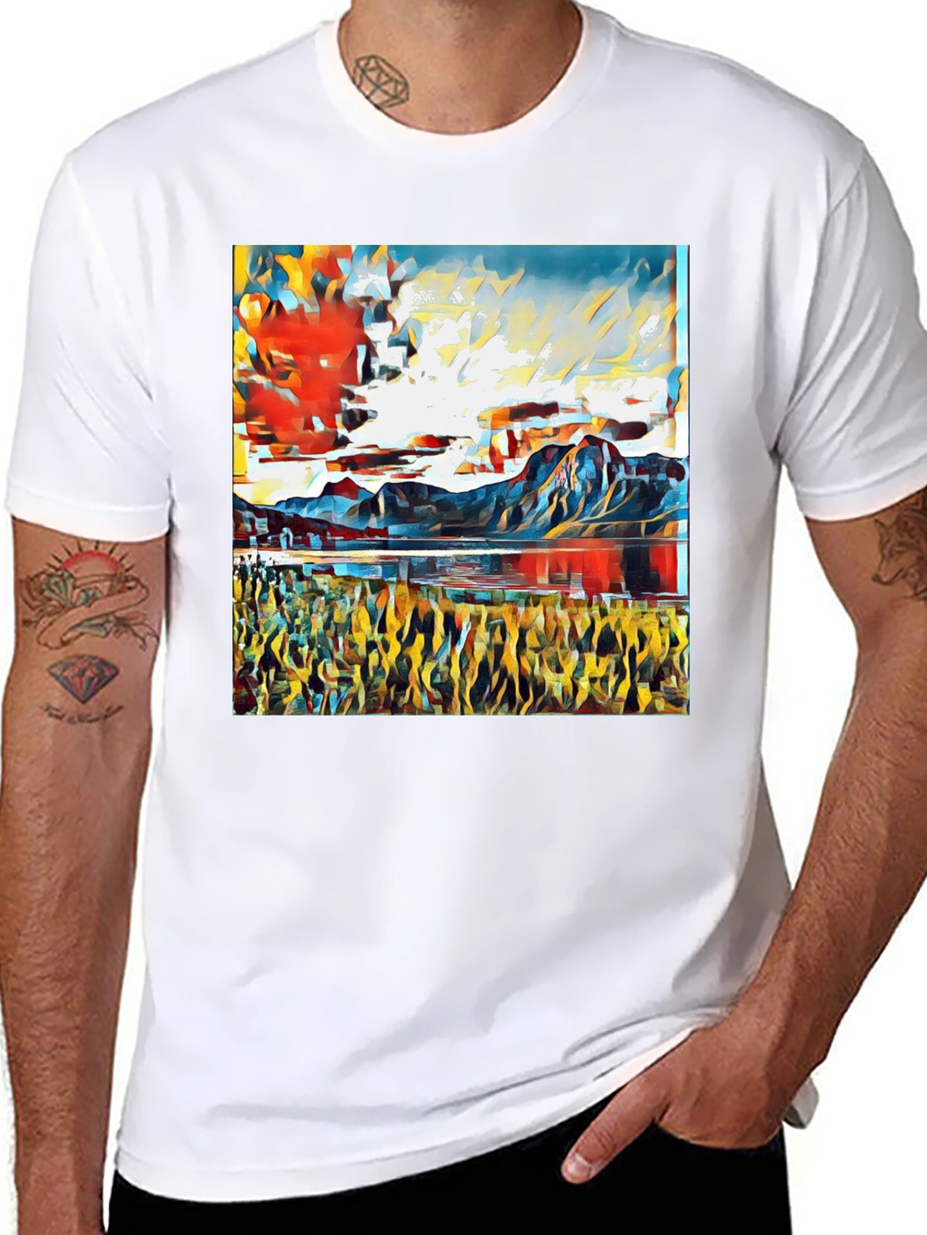 Abstract Landscape Graphic Tee - Stylish Art Shirt