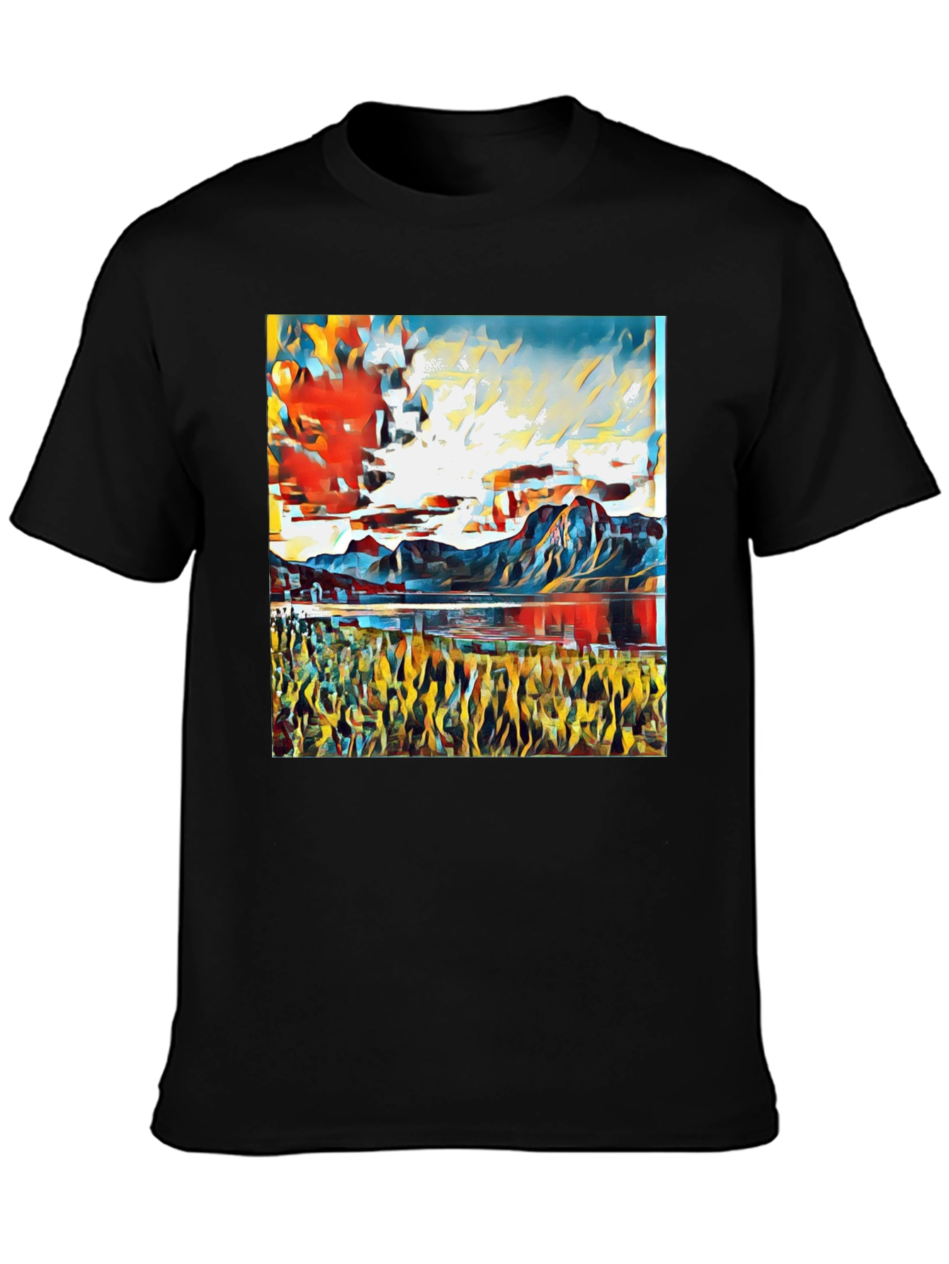 Abstract Landscape Graphic Tee - Stylish Art Shirt