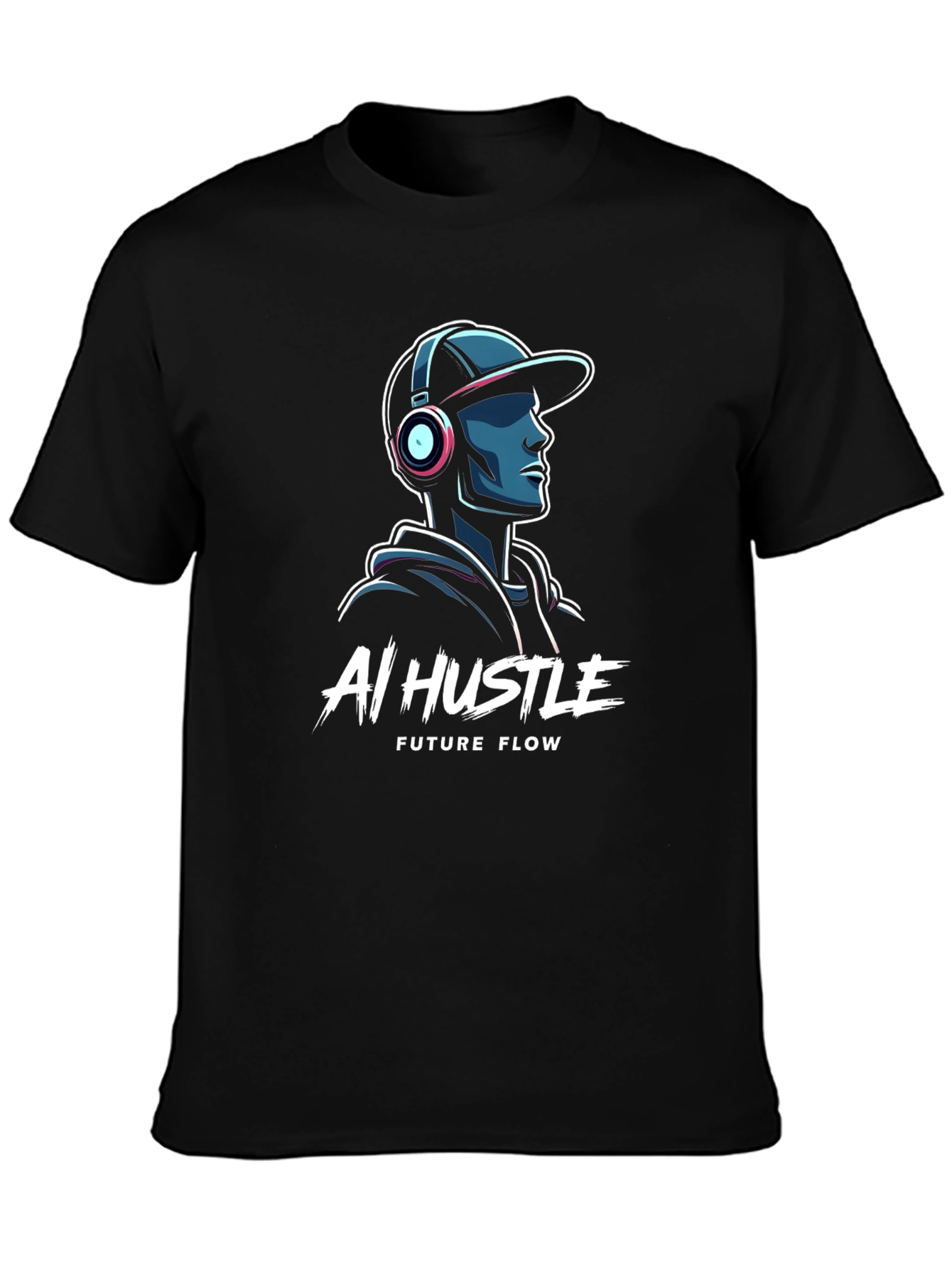 AI Hustle Future Flow Black Graphic Tee