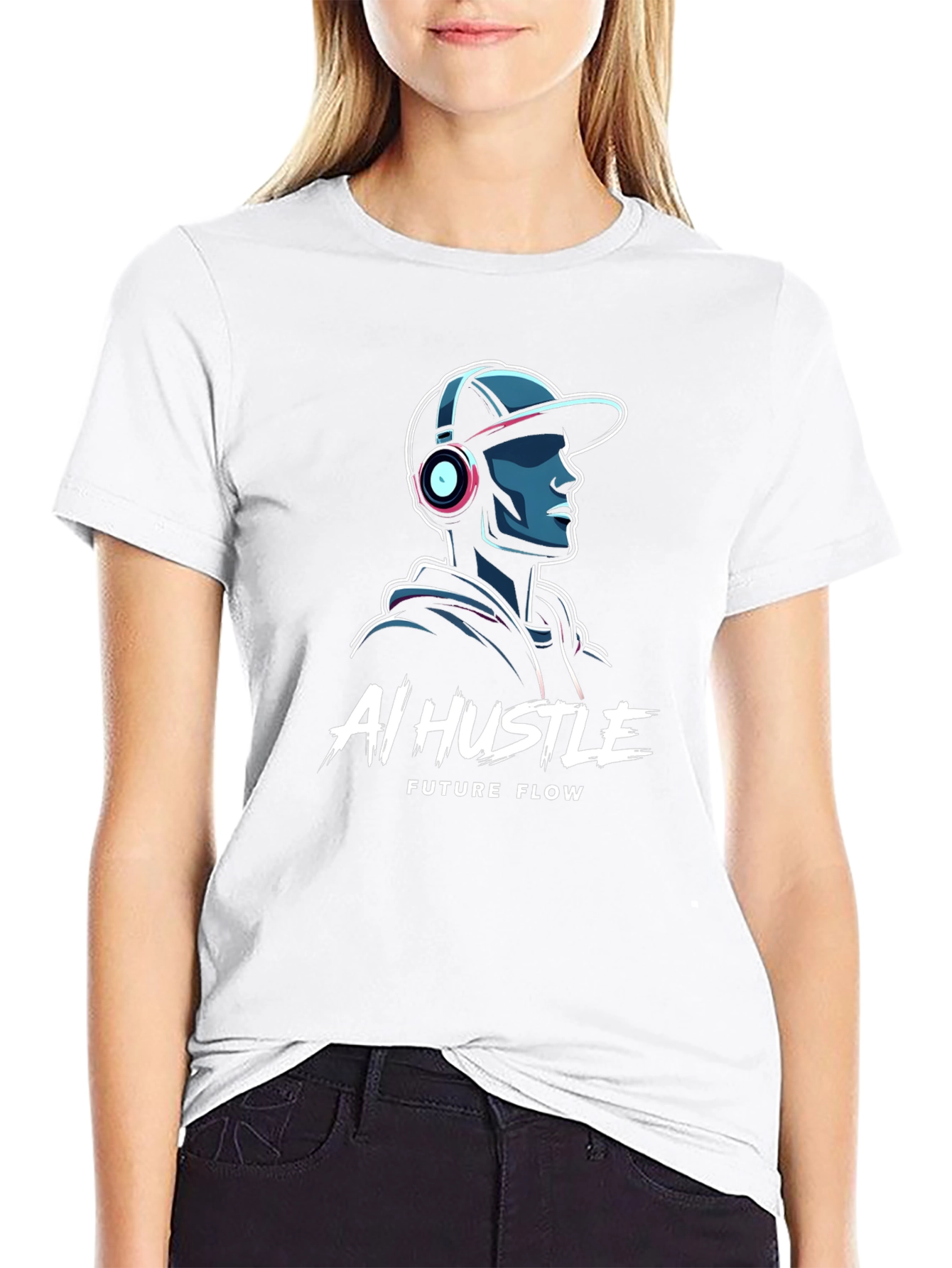 AI Hustle Future Flow Black Graphic Tee
