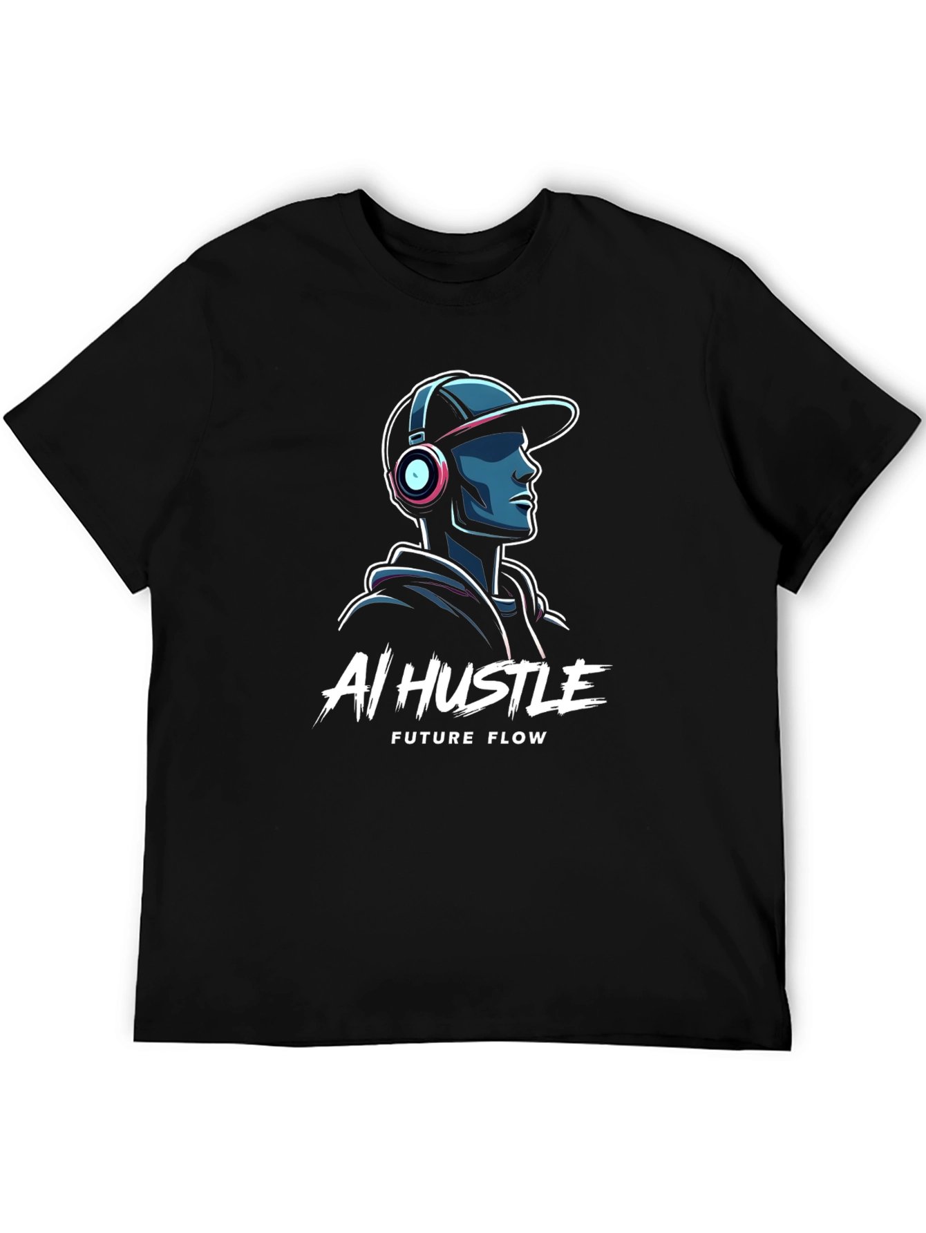 AI Hustle Future Flow Black Graphic Tee