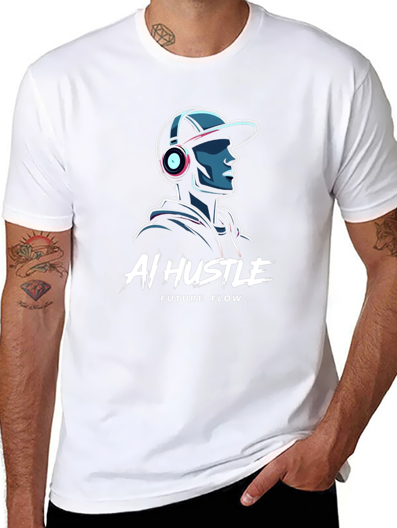 AI Hustle Future Flow Black Graphic Tee