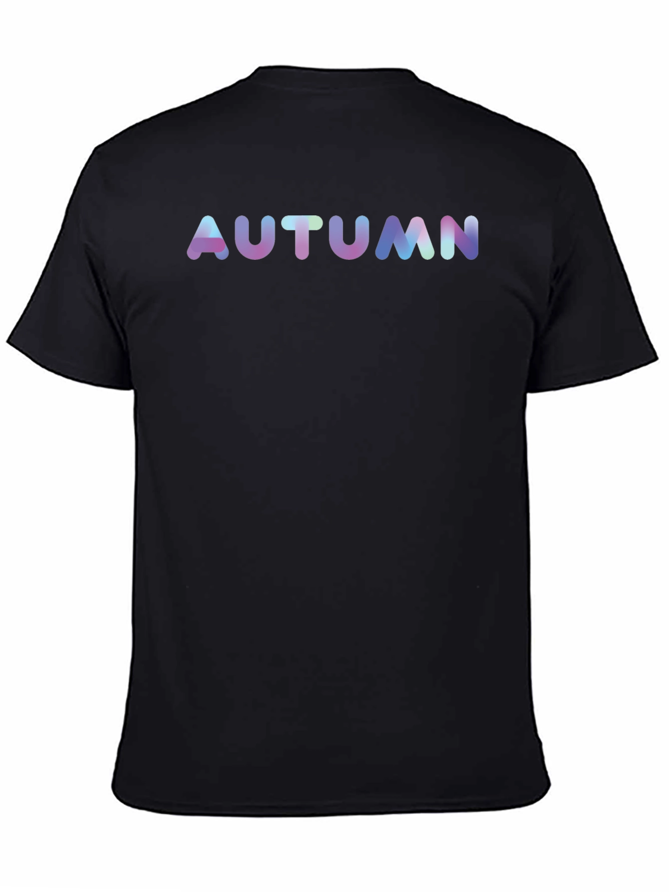 Autumn Black T-Shirt Gradient Text Casual Tee