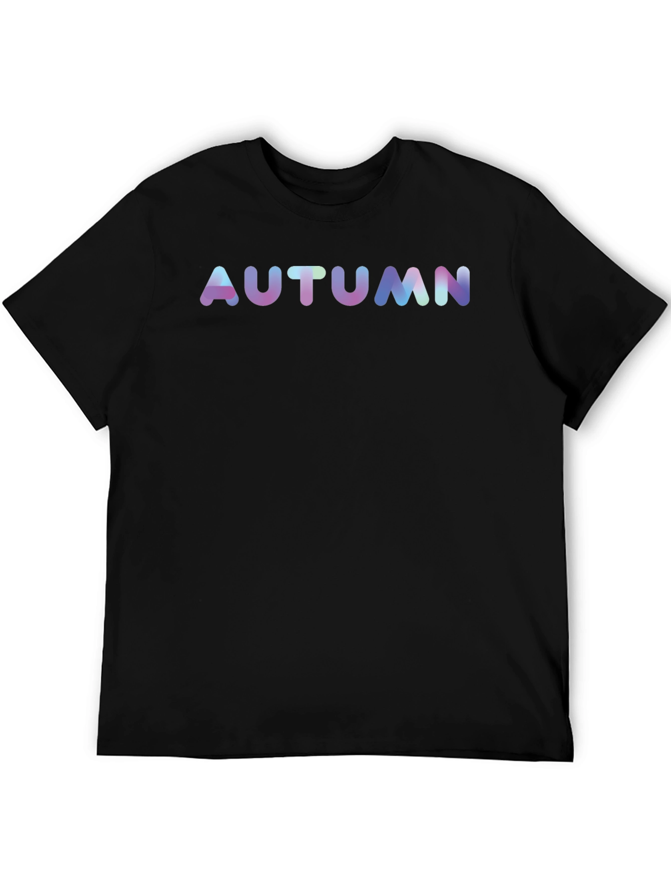 Autumn Black T-Shirt Gradient Text Casual Tee