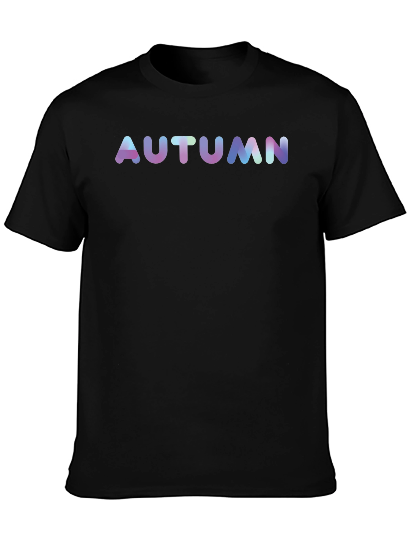 Autumn Black T-Shirt Gradient Text Casual Tee