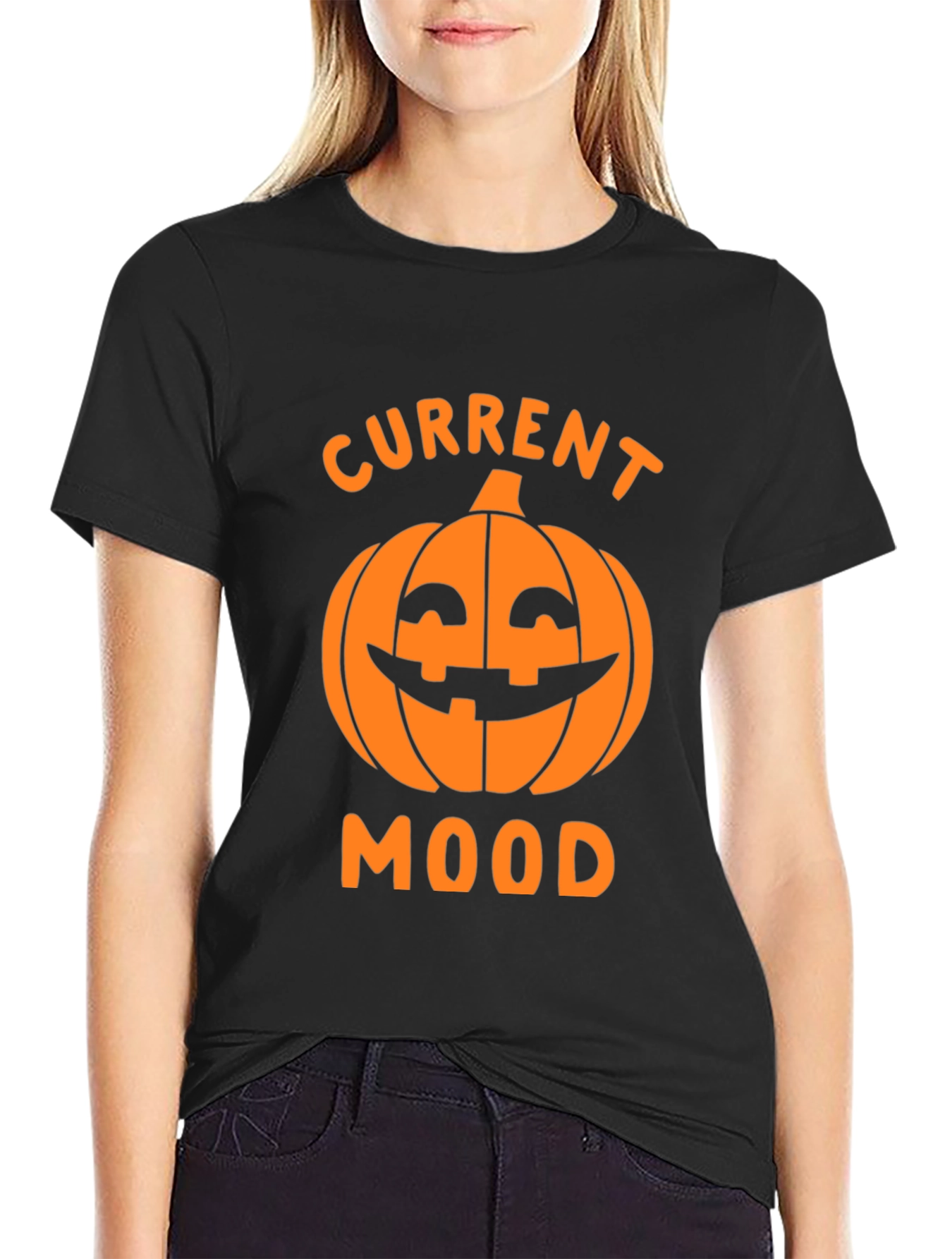 Halloween Pumpkin Current Mood Graphic T-Shirt