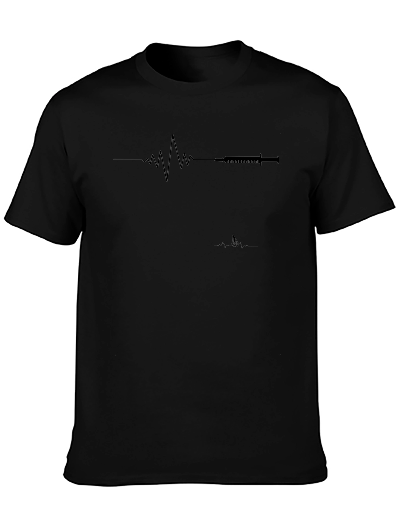 Heartbeat Syringe Graphic T-Shirt - Black