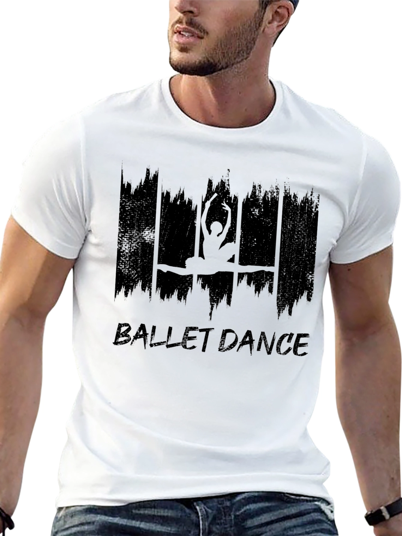 Ballet Dance Graphic Tee - Black Cotton T-Shirt