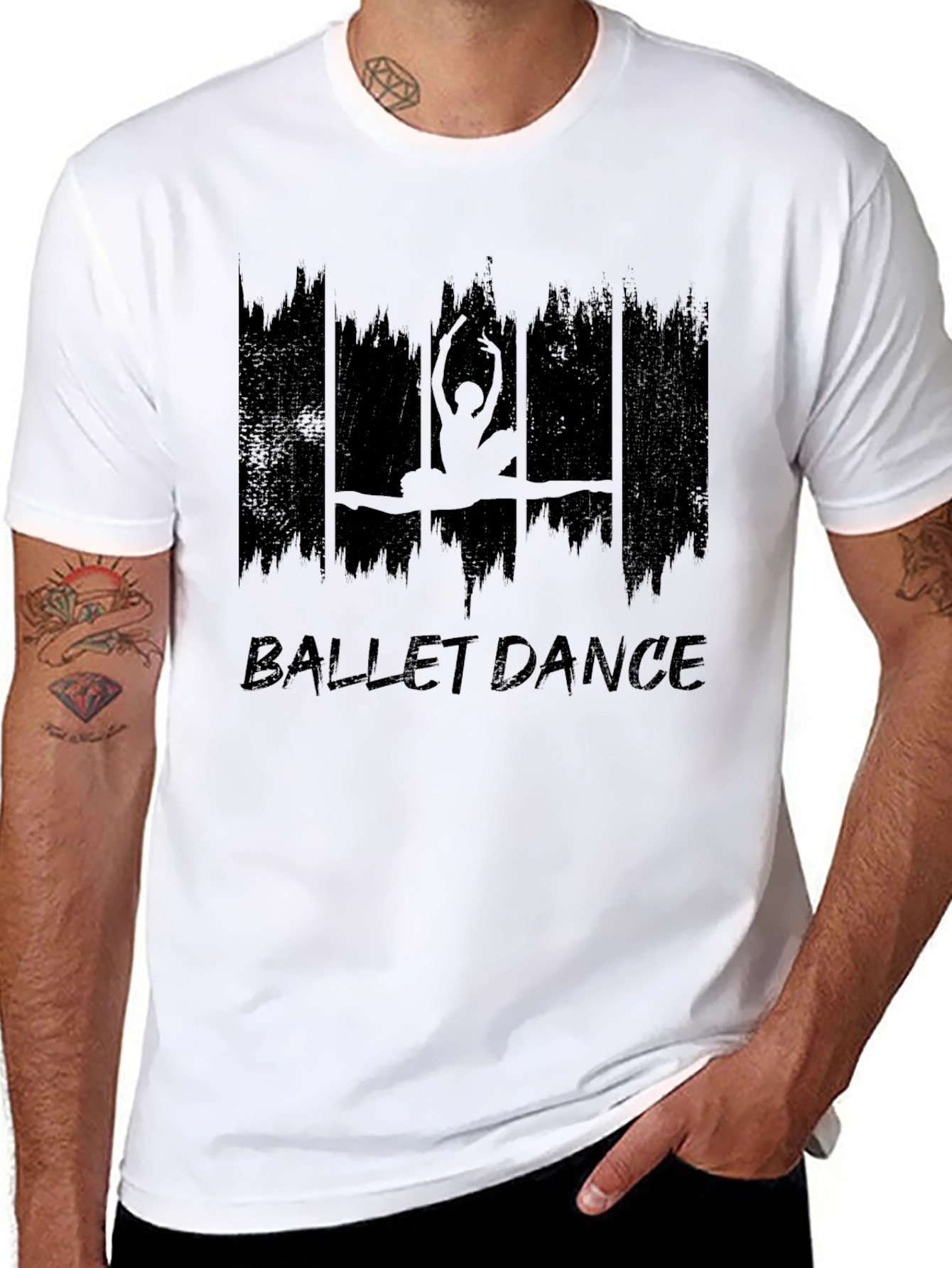 Ballet Dance Graphic Tee - Black Cotton T-Shirt