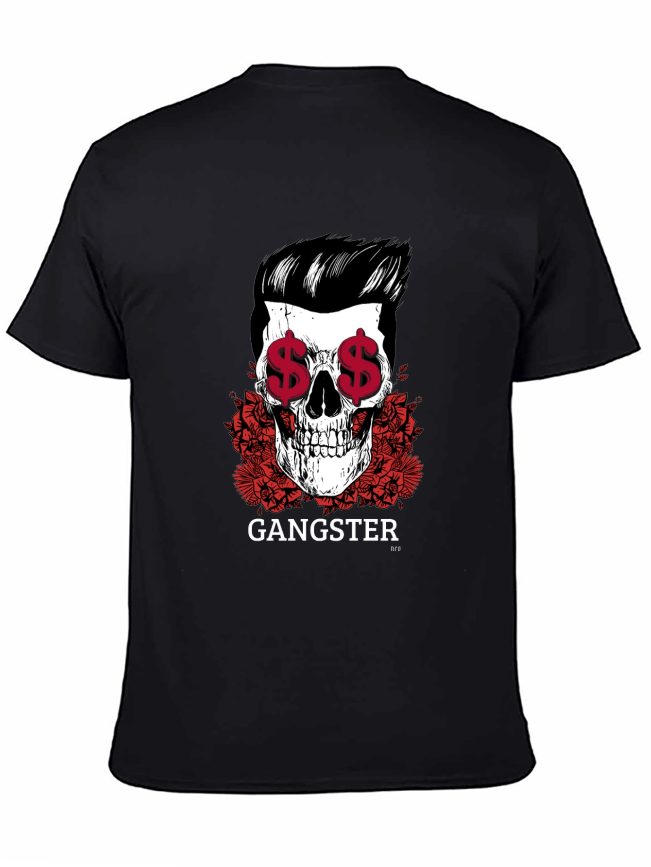 Gangster Skull Graphic Print Tee
