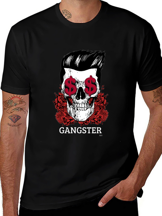 Gangster Skull Graphic Print Tee