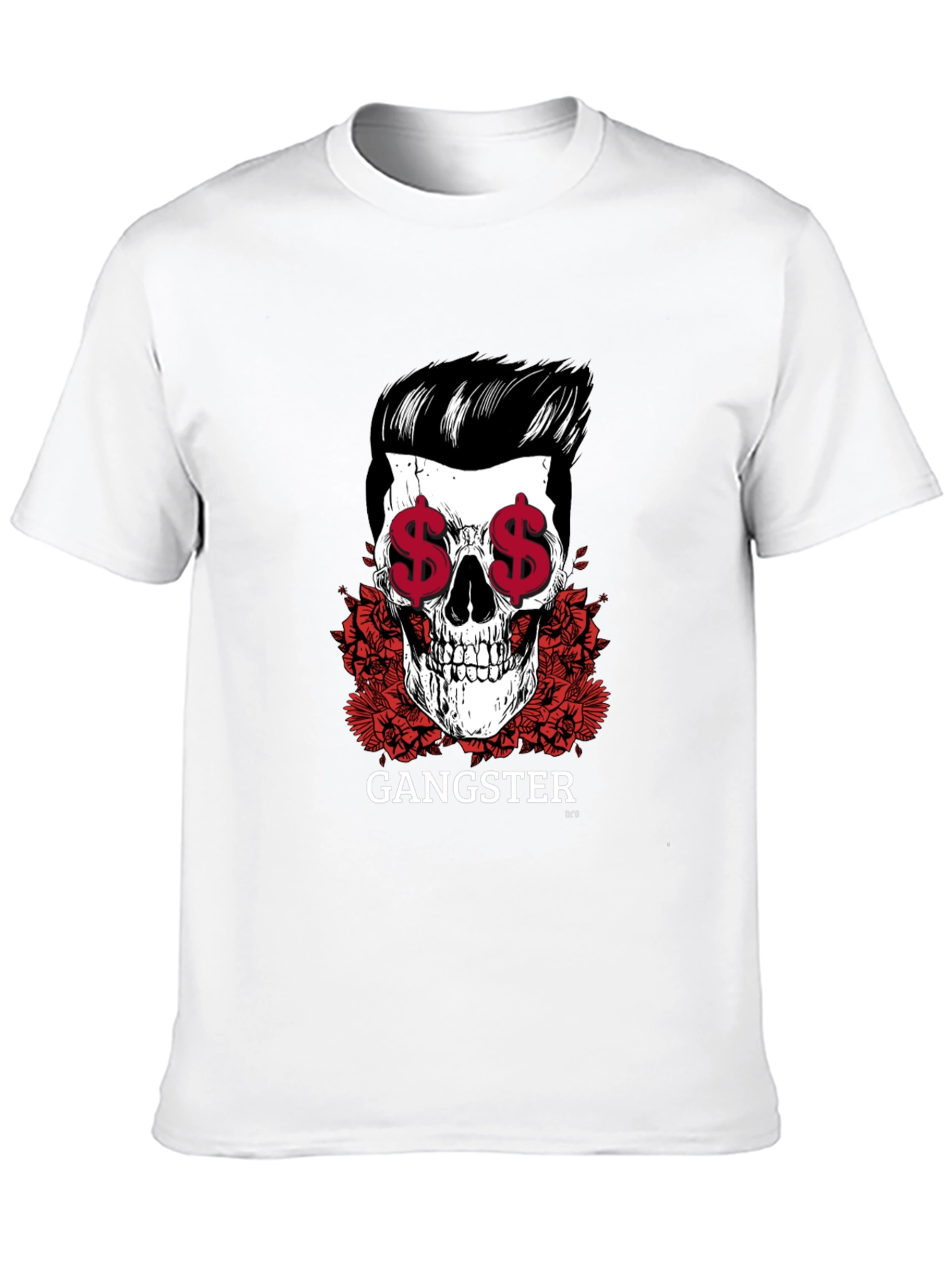 Gangster Skull Graphic Print Tee
