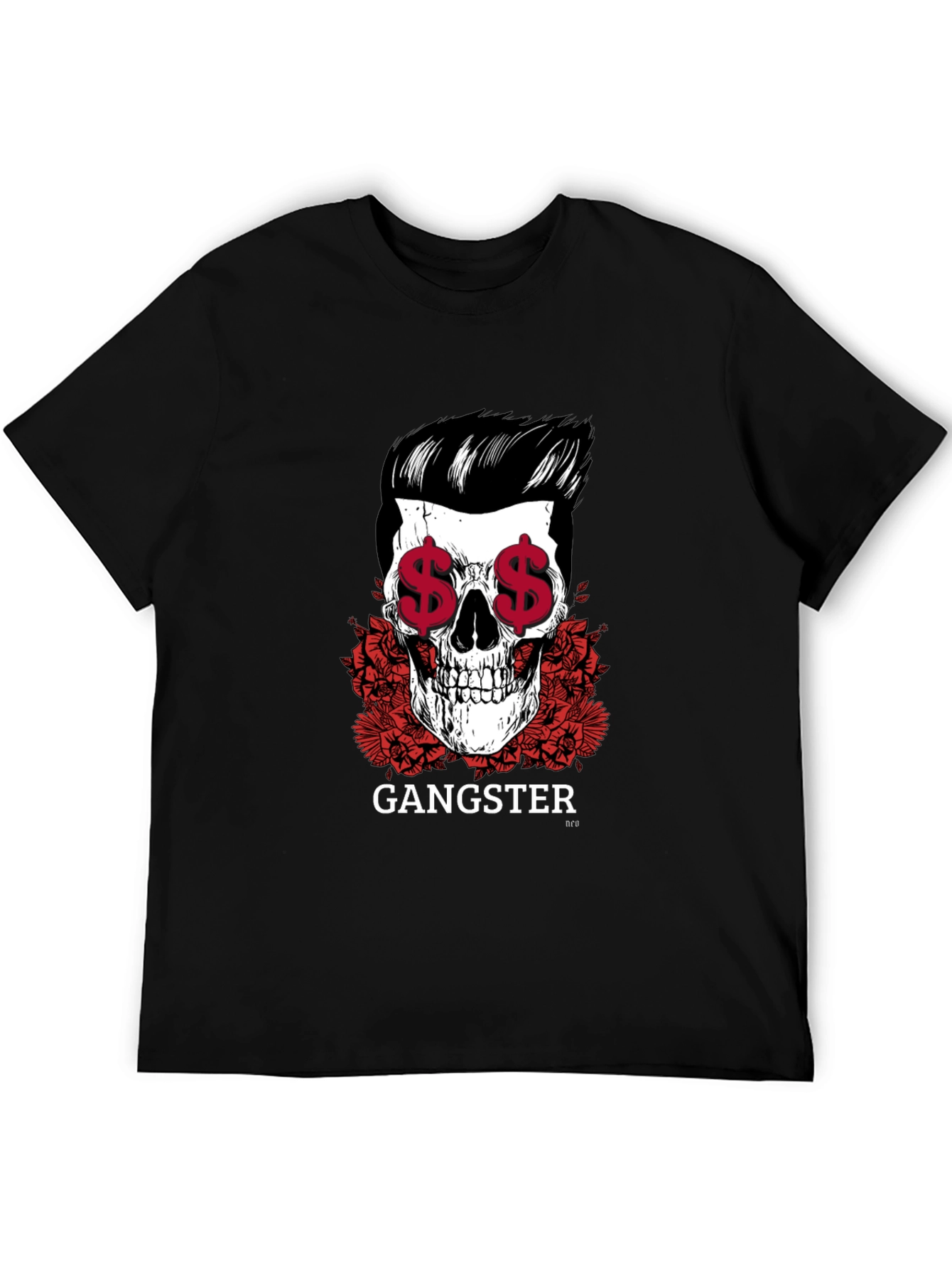 Gangster Skull Graphic Print Tee