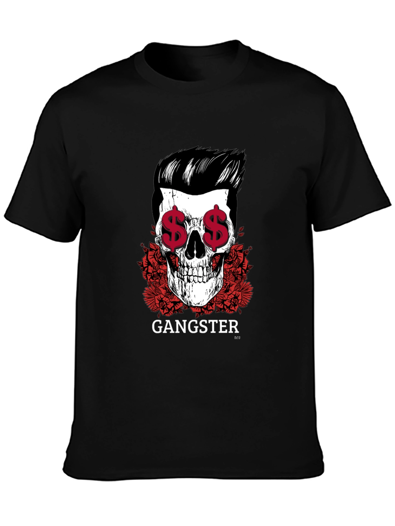 Gangster Skull Graphic Print Tee