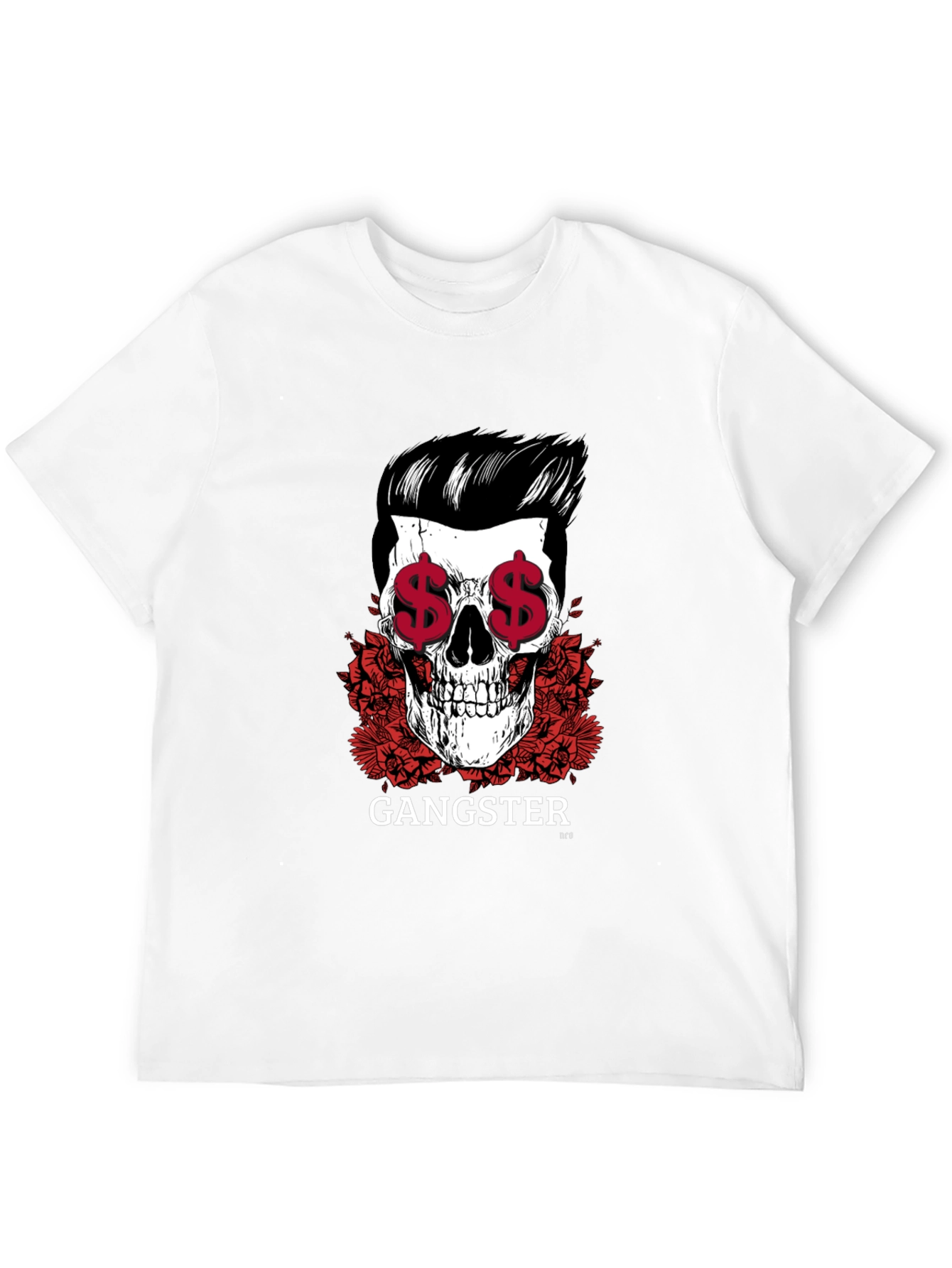 Gangster Skull Graphic Print Tee