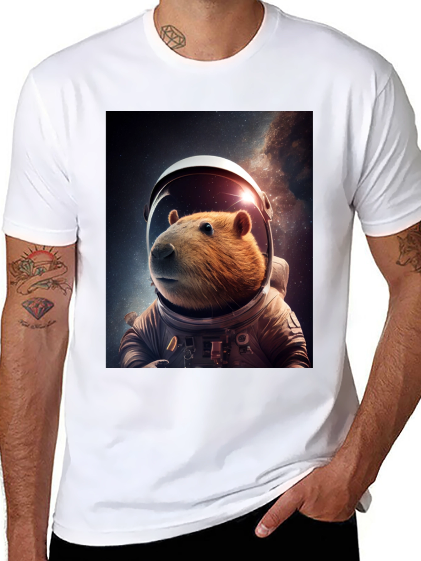 Astronaut Capybara Graphic Tee