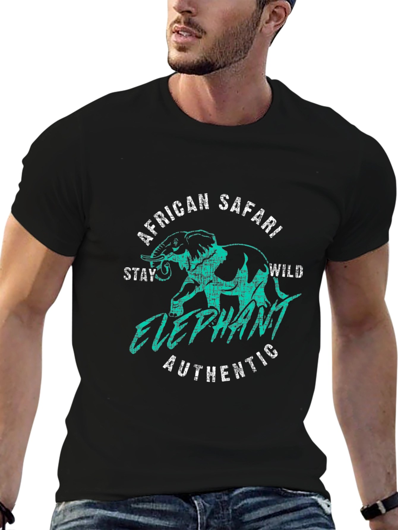 African Safari Elephant Graphic Tee - Wild Adventure T-Shirt