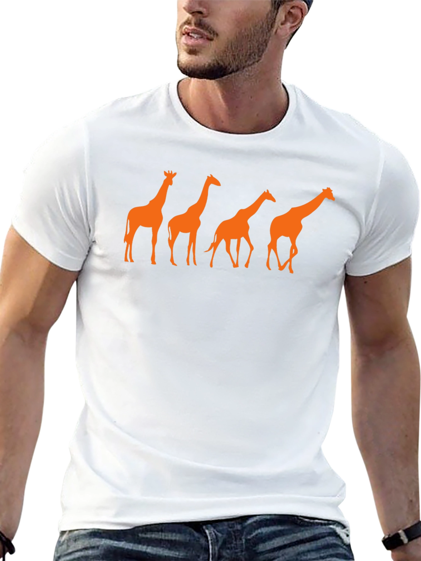 Giraffe Silhouette Graphic T-Shirt - Black