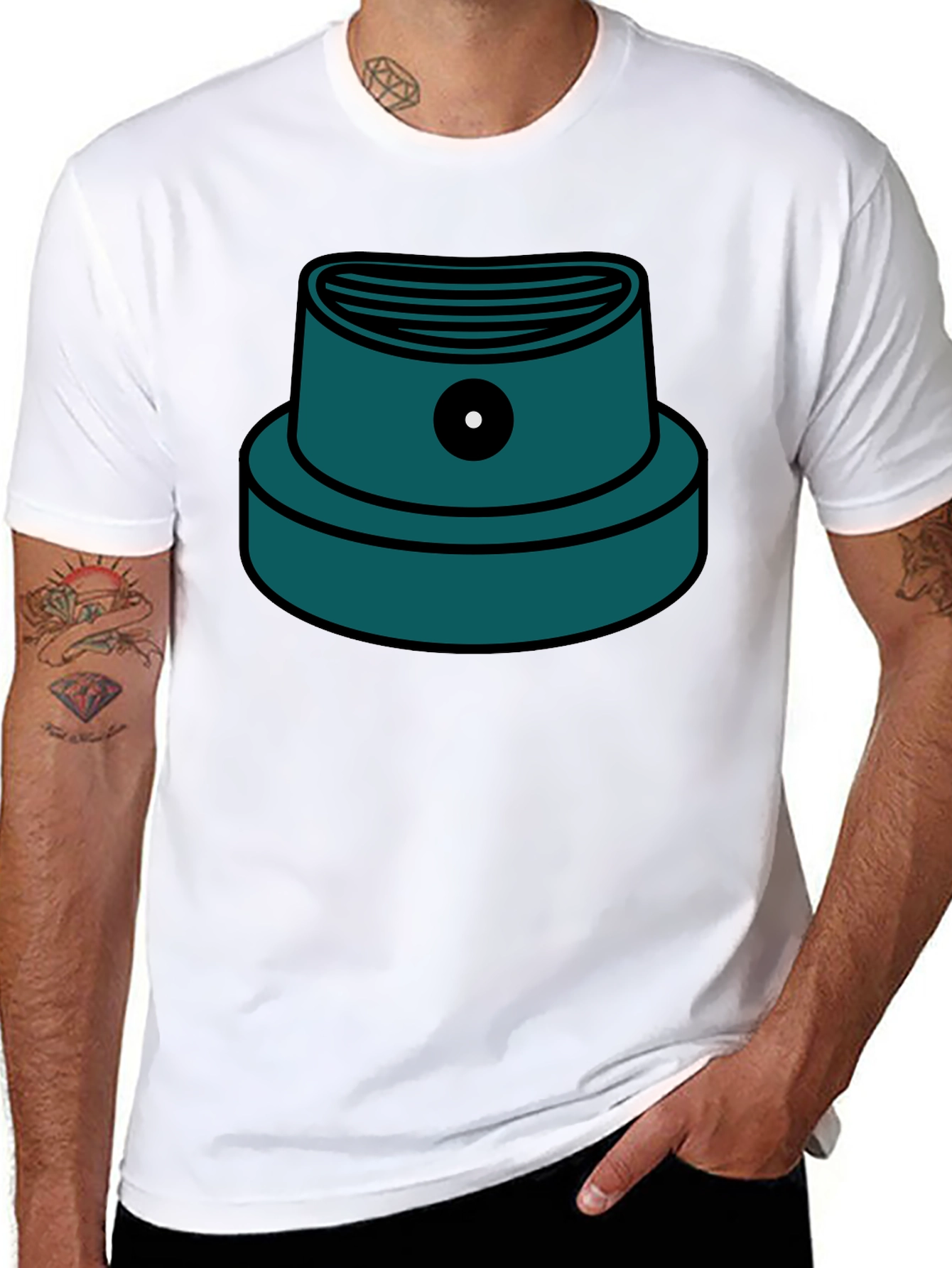 Graffiti Cap Graphic T-Shirt - Black