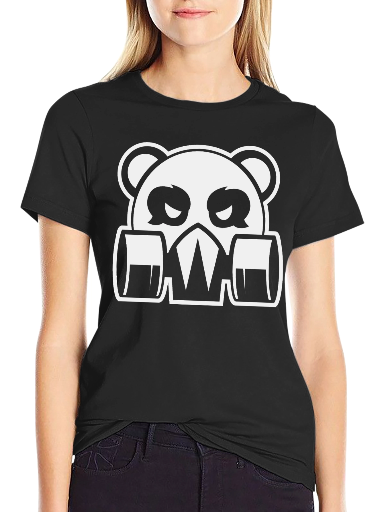 Gas Mask Panda Graphic Tee - Black