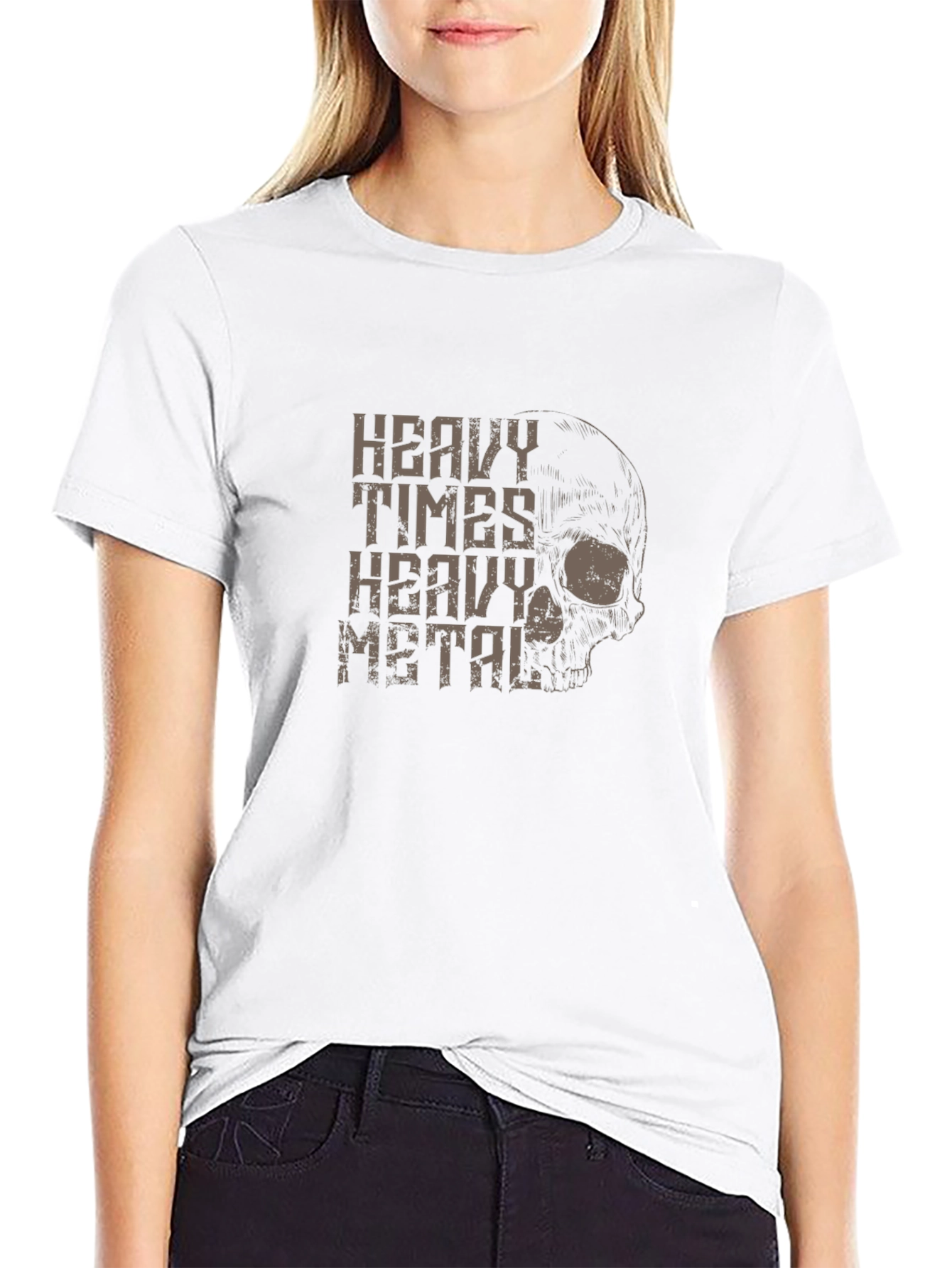Heavy Metal Skull Graphic T-Shirt - Black