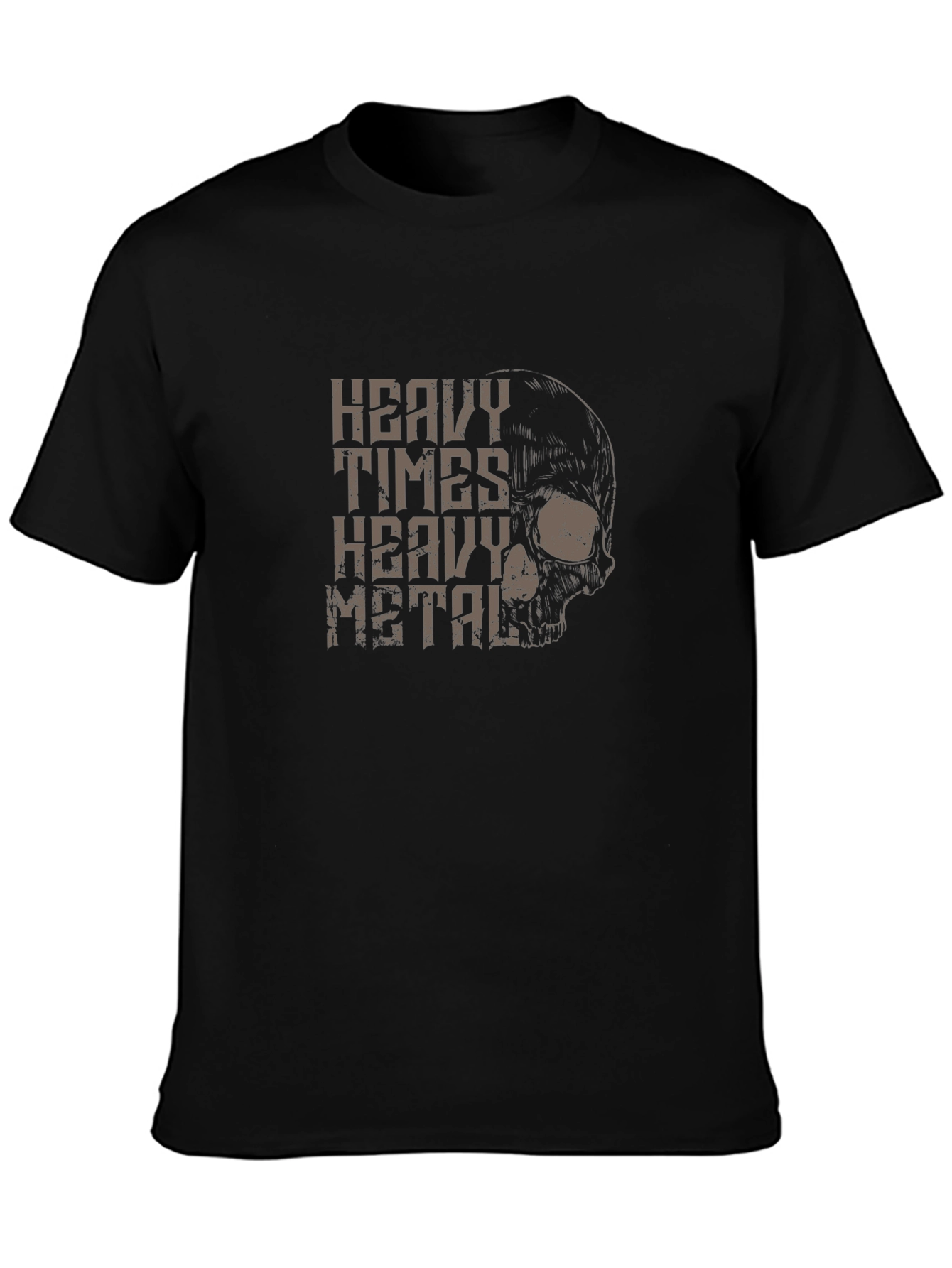 Heavy Metal Skull Graphic T-Shirt - Black