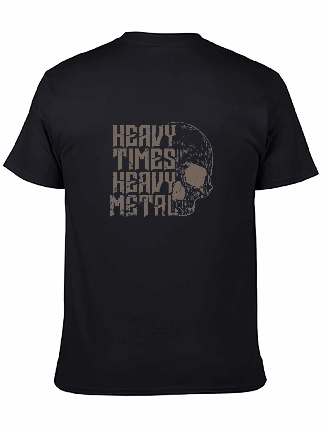 Heavy Metal Skull Graphic T-Shirt - Black