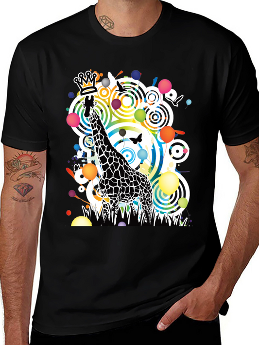 Giraffe King T-Shirt - Colorful Graphic Tee