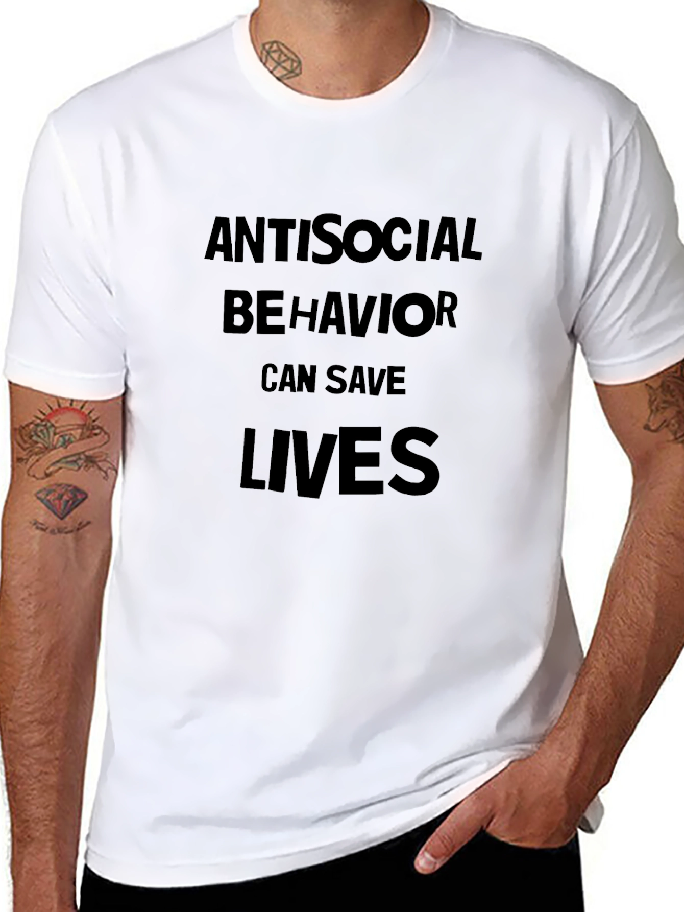 Antisocial Behavior Saves Lives Black T-Shirt