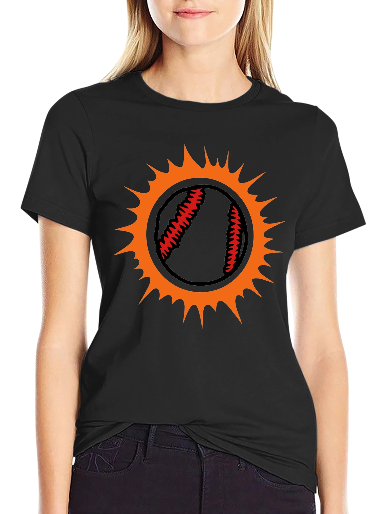 Baseball Sun Graphic Tee - Black