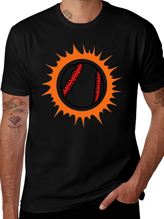 Baseball Sun Graphic Tee - Black