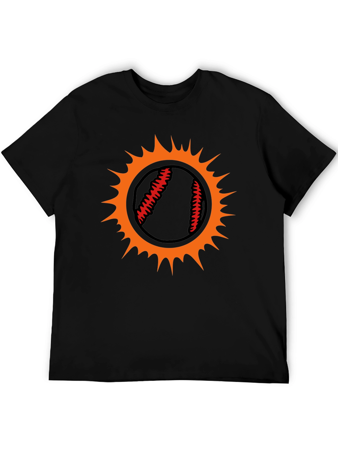 Baseball Sun Graphic Tee - Black