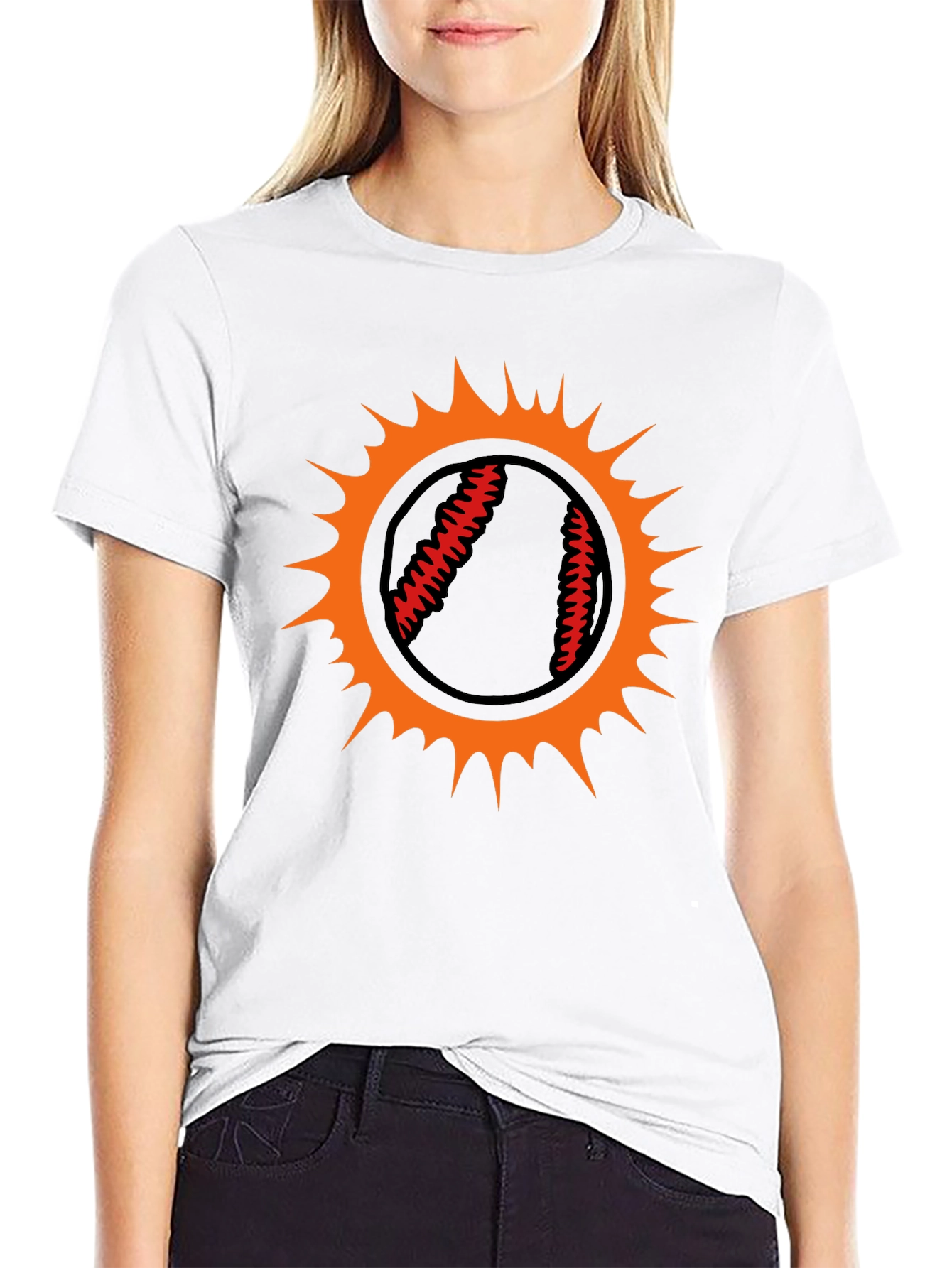 Baseball Sun Graphic Tee - Black