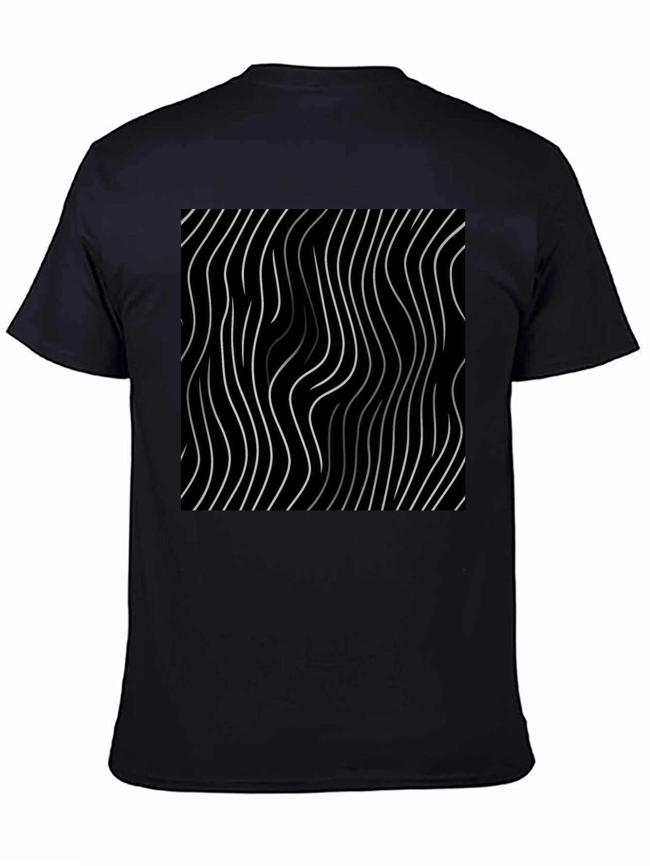 Abstract Wavy Line Black T-Shirt