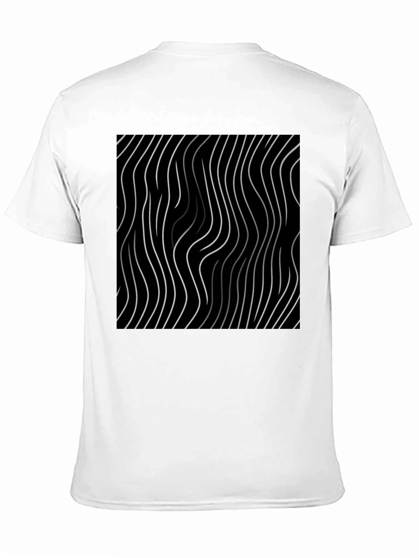 Abstract Wavy Line Black T-Shirt