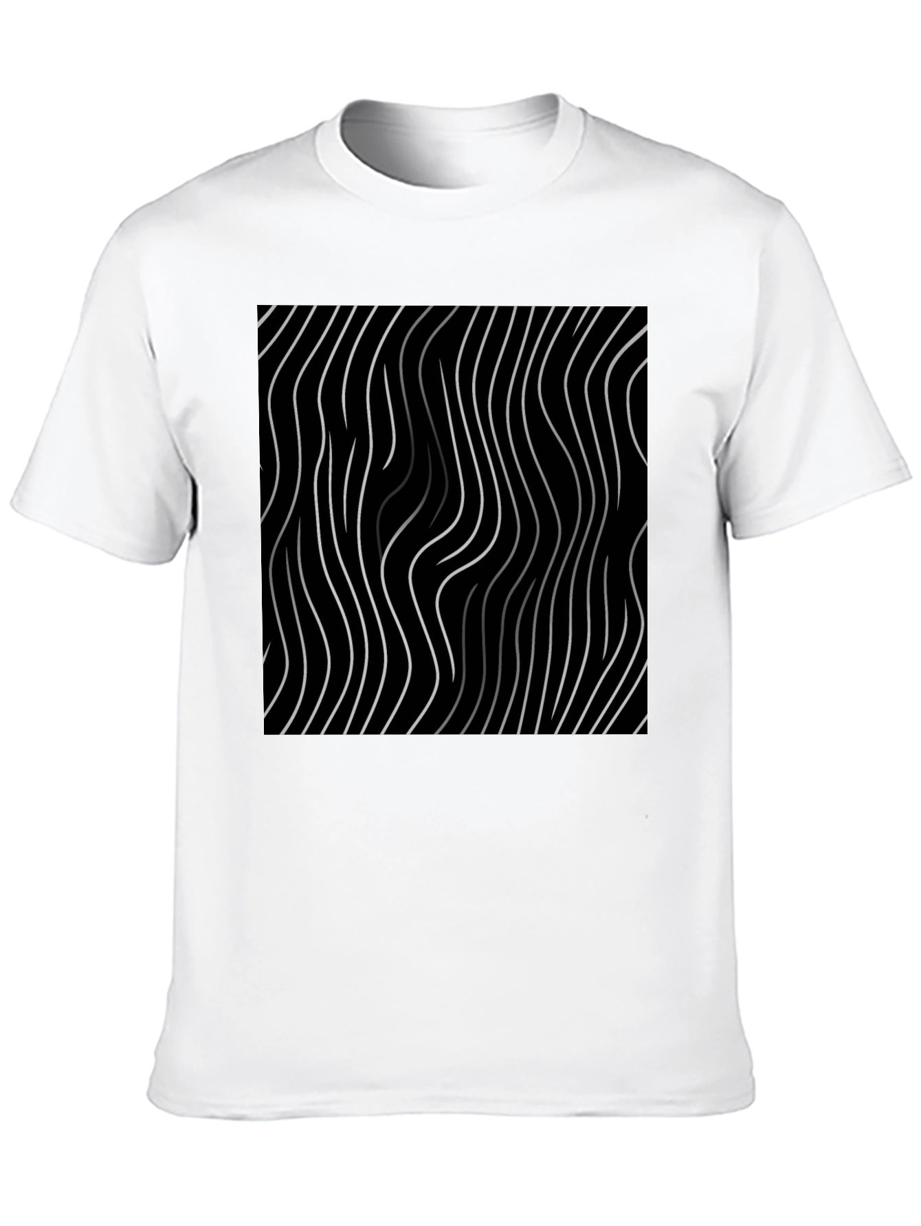 Abstract Wavy Line Black T-Shirt
