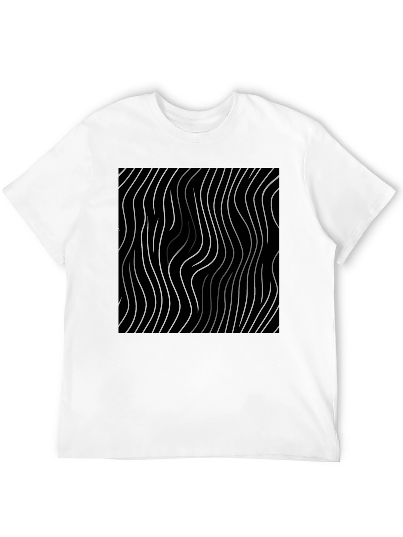 Abstract Wavy Line Black T-Shirt