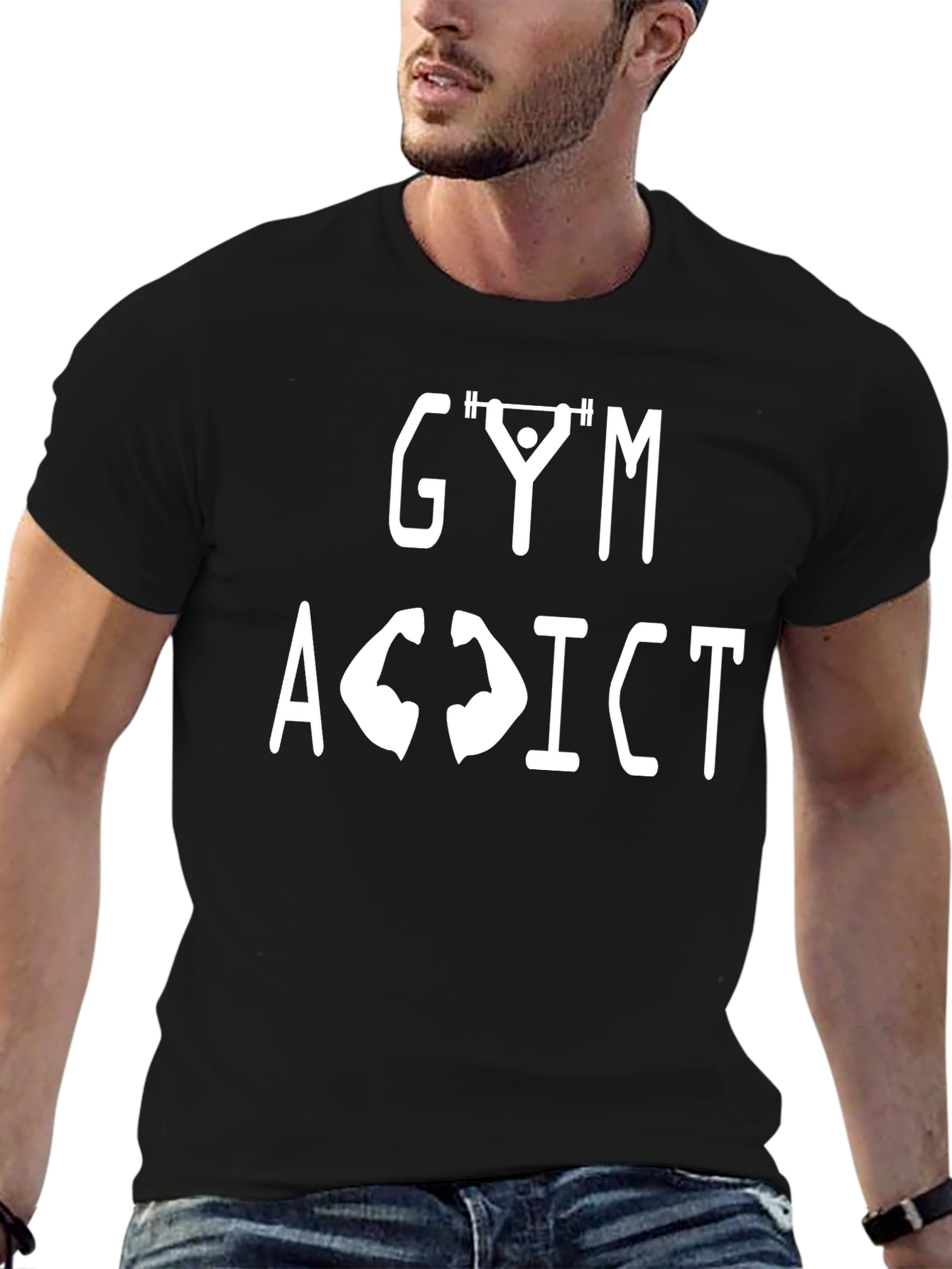 Gym Addict Black T-Shirt - Weightlifting Fitness Tee