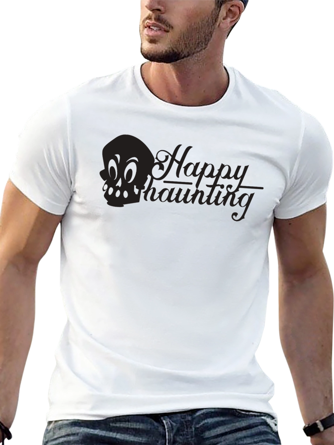 Happy Haunting Graphic T-Shirt - Black