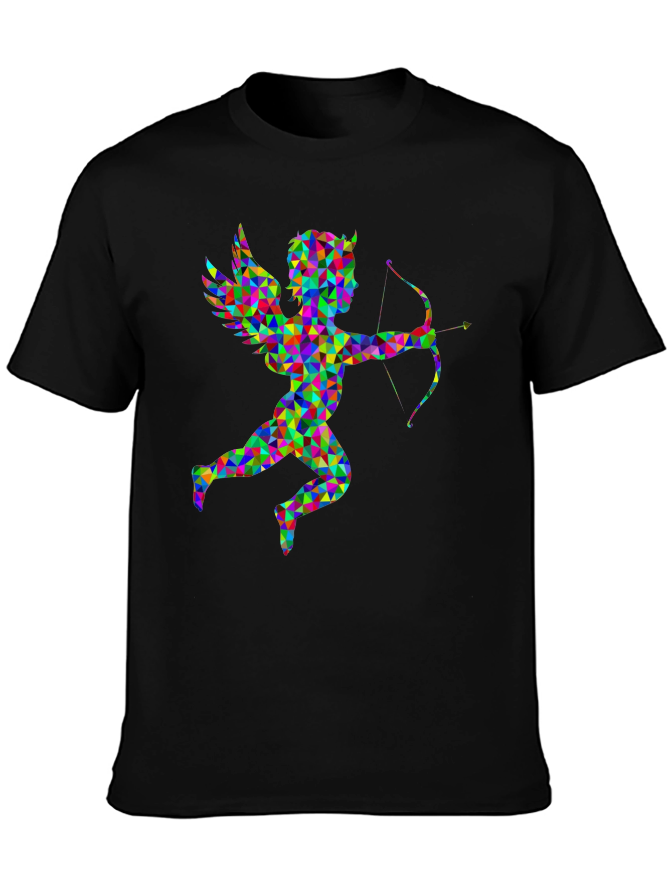 Geometric Cupid Graphic Black T-Shirt