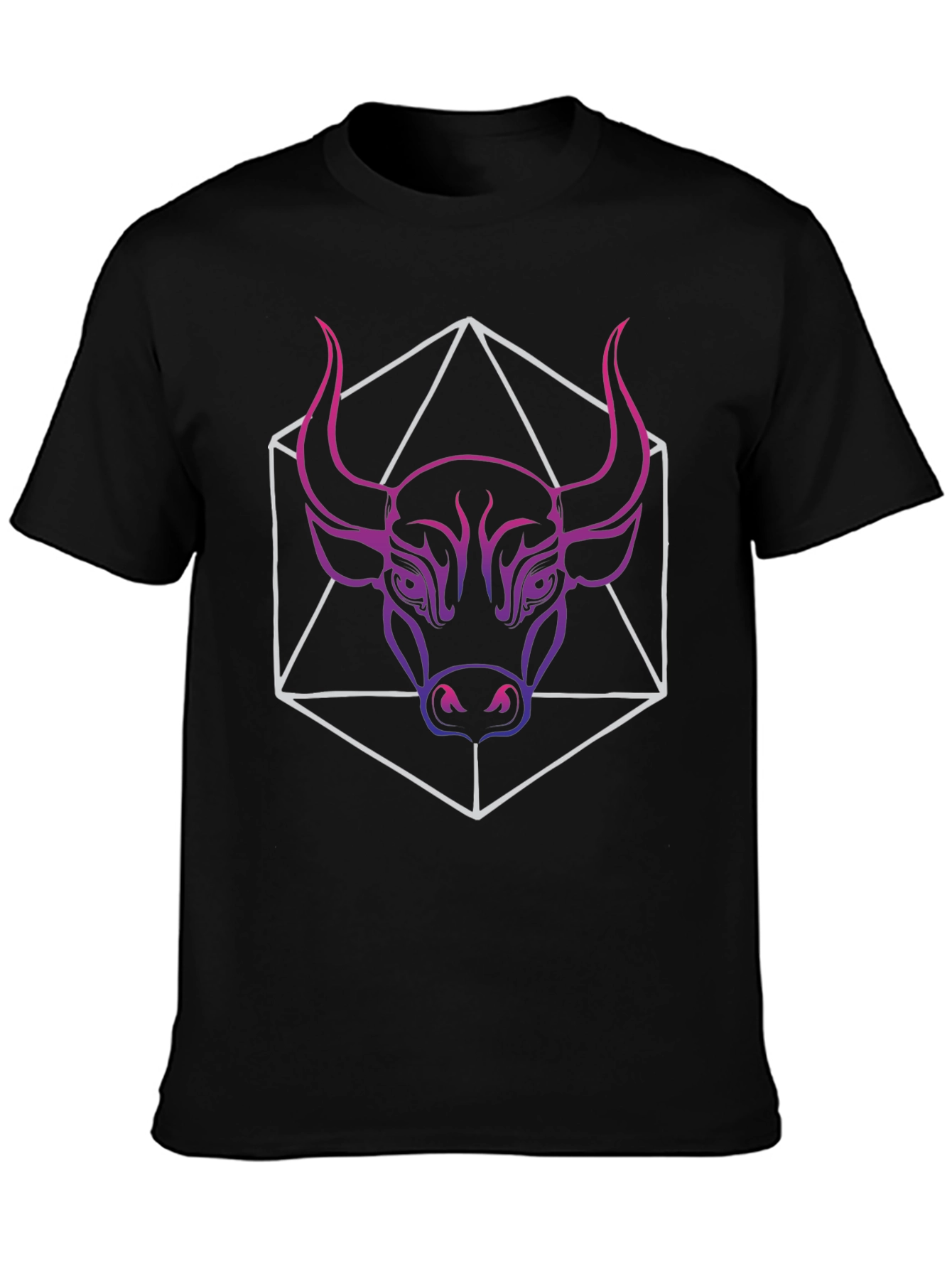Geometric Bull Graphic Tee - Mens Black T-Shirt