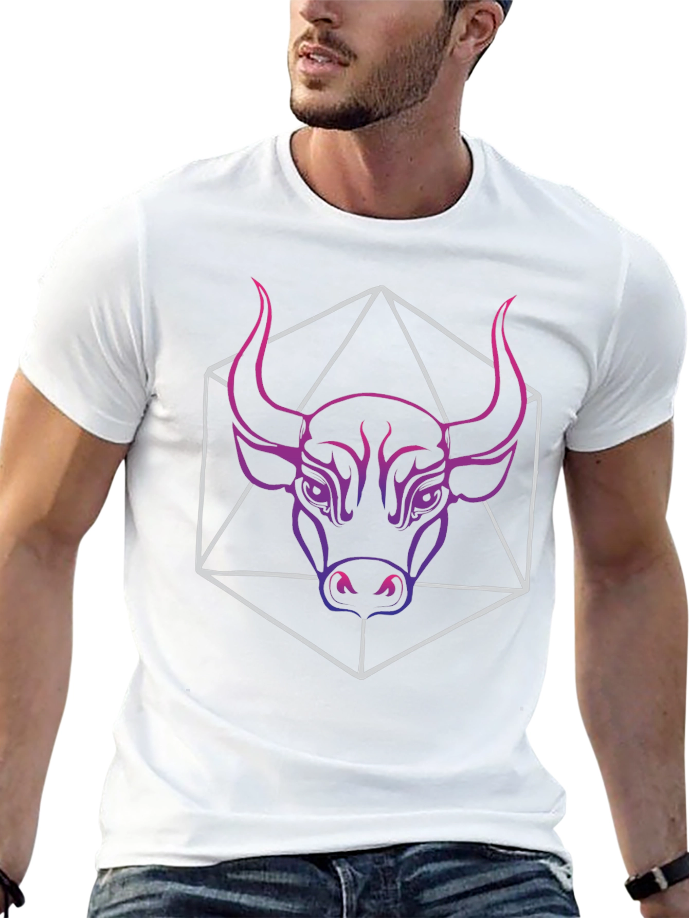Geometric Bull Graphic Tee - Mens Black T-Shirt