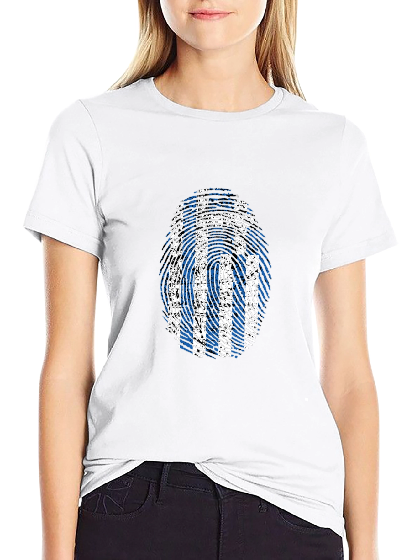 Greek Flag Fingerprint Graphic Tee