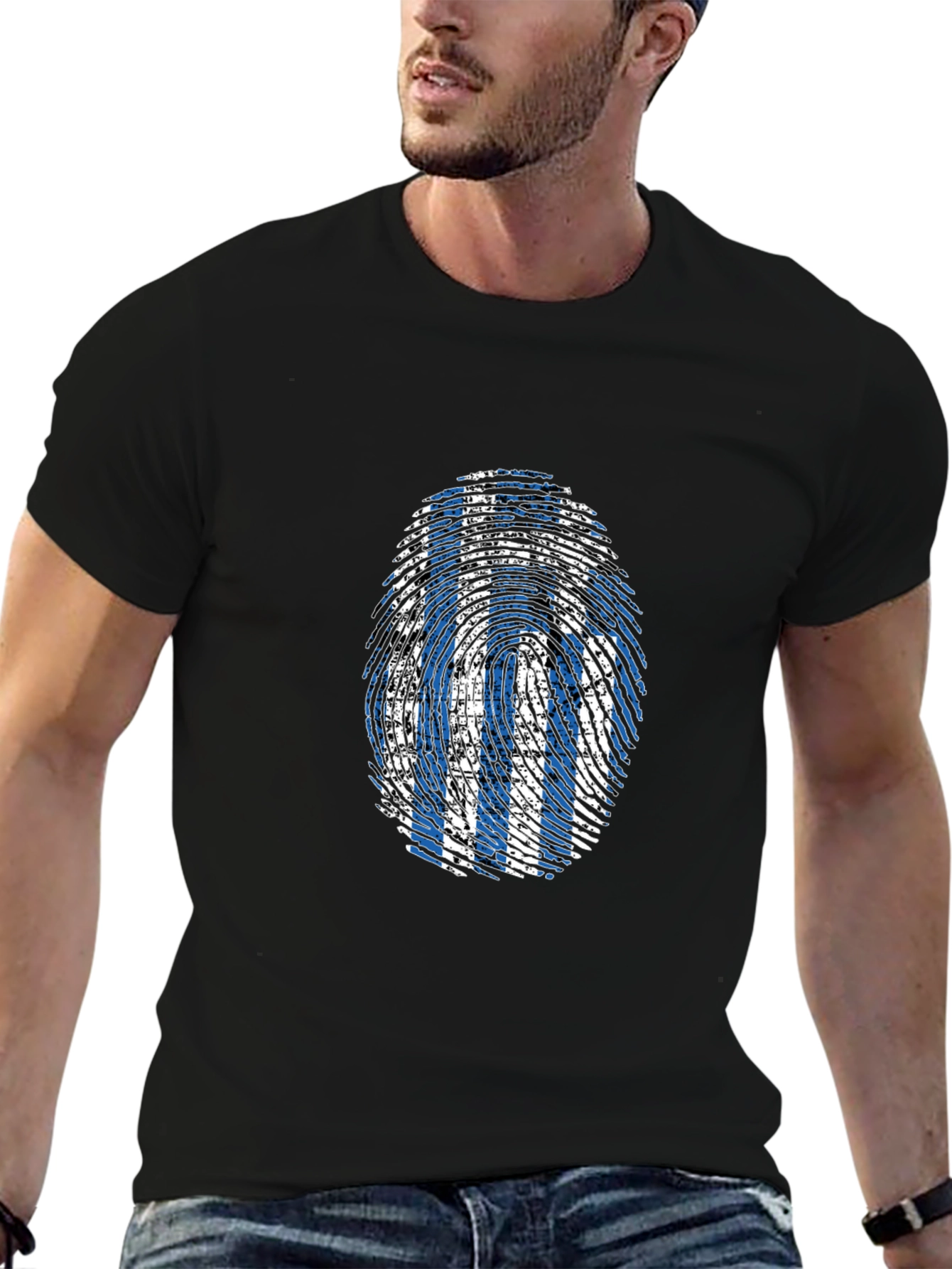 Greek Flag Fingerprint Graphic Tee